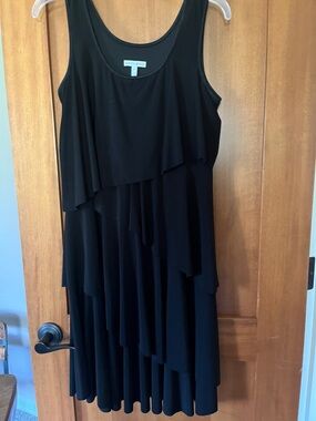 Black Asymmetrical Tiered Tank Dress